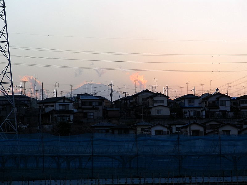 茜色に染まった富士山