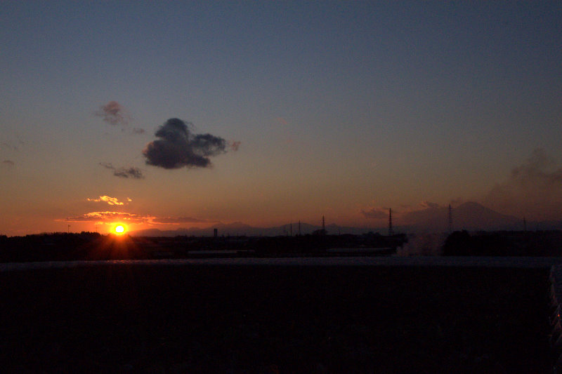 夕陽と富士