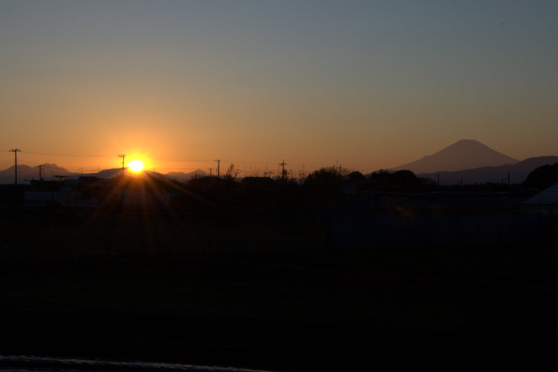 夕陽と富士
