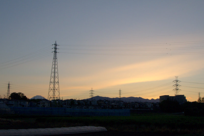 富士山と夕陽の名残